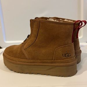 UGG Neumel Platform Zip Suede Sherpa Lined Boots